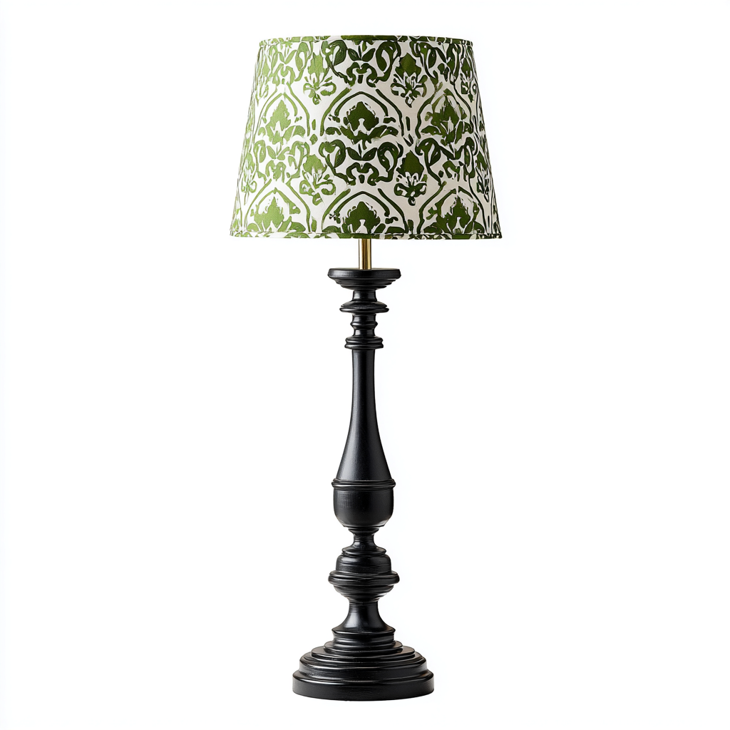 Lampada da terra-metallo-tessuto-46x46x168cm-nero-verde-bianco-classico-Dengohut