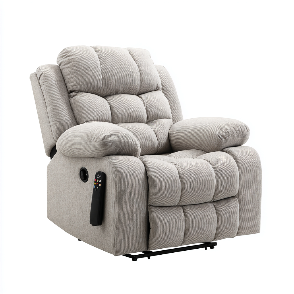 Poltrona reclinabile-Tessuto imbottito-92x96x104cm-Grigio chiaro-Stile moderno-Dengohut