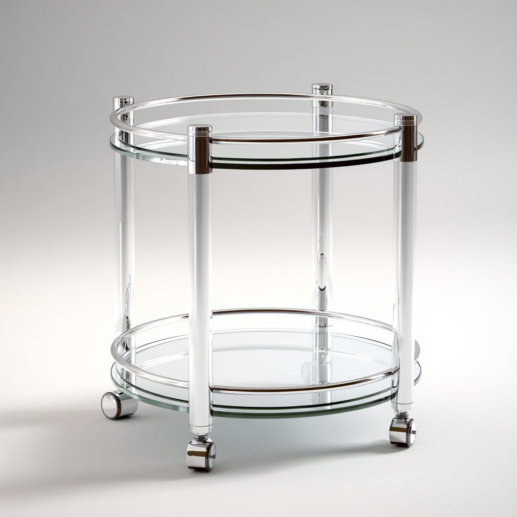 Carrello da cucina-vetro-metallo-60x60x75cm-Argento-Trasparente-stile moderno-Dengohut