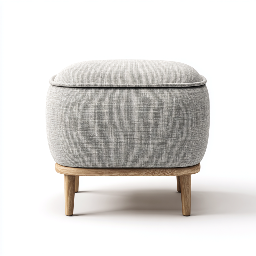 Pouf - tessuto-legno - 40x40x45cm - grigio chiaro - stile nordico-Dengohut