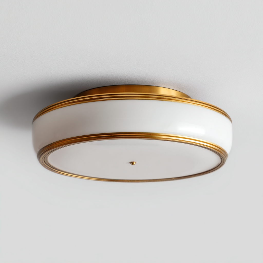 Lampada da soffitto - Metallo-Vetro - 48x48x12cm - Oro-Bianco - Stile classico-Dengohut