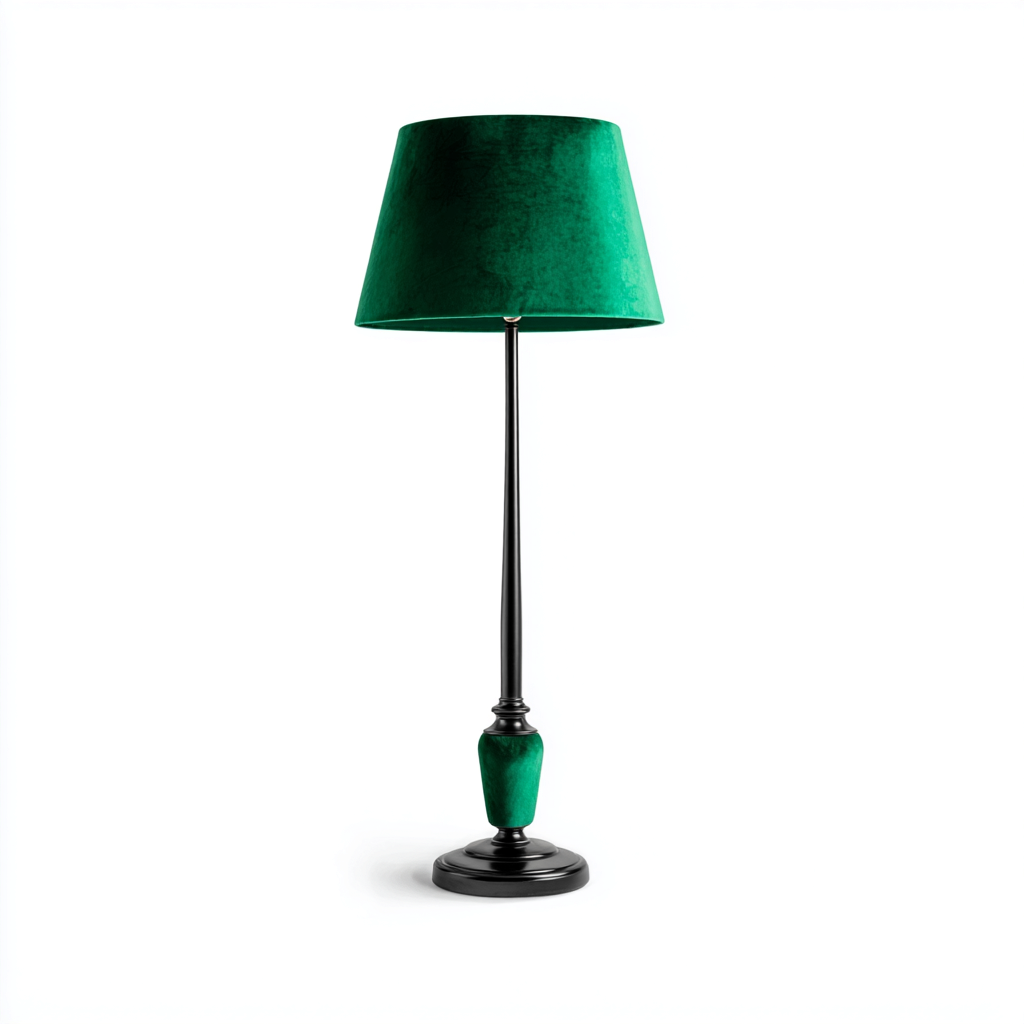 Lampada da terra-metallo-tessuto-43x43x169cm-nero-verde-classico-Dengohut