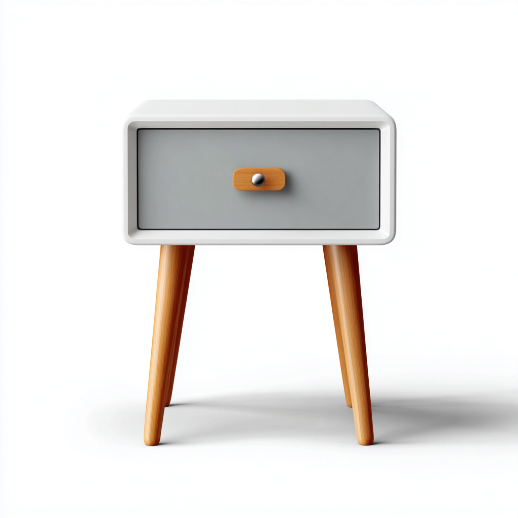 Cassettiera - legno - 45x35x55 cm - bianco-grigio-legno naturale - design nordico per camera da letto-Dengohut