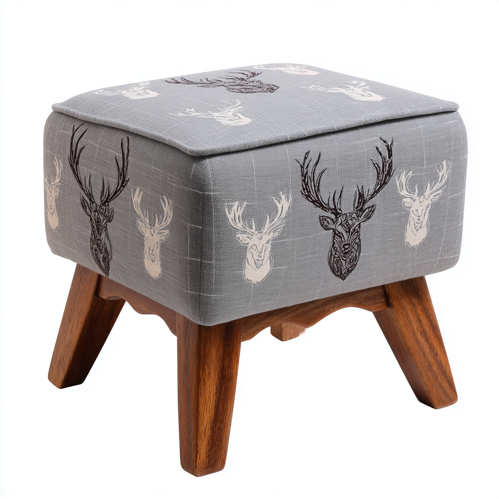 Pouf - tessuto-legno - 40x40x42 cm - grigio - stile decorativo per soggiorno-Dengohut