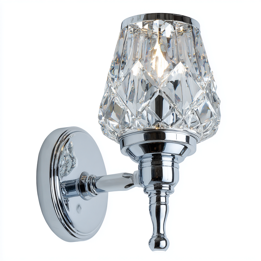 Applique da parete - Metallo-Vetro - 21x14x31cm - Argento-Trasparente - Stile classico-Dengohut