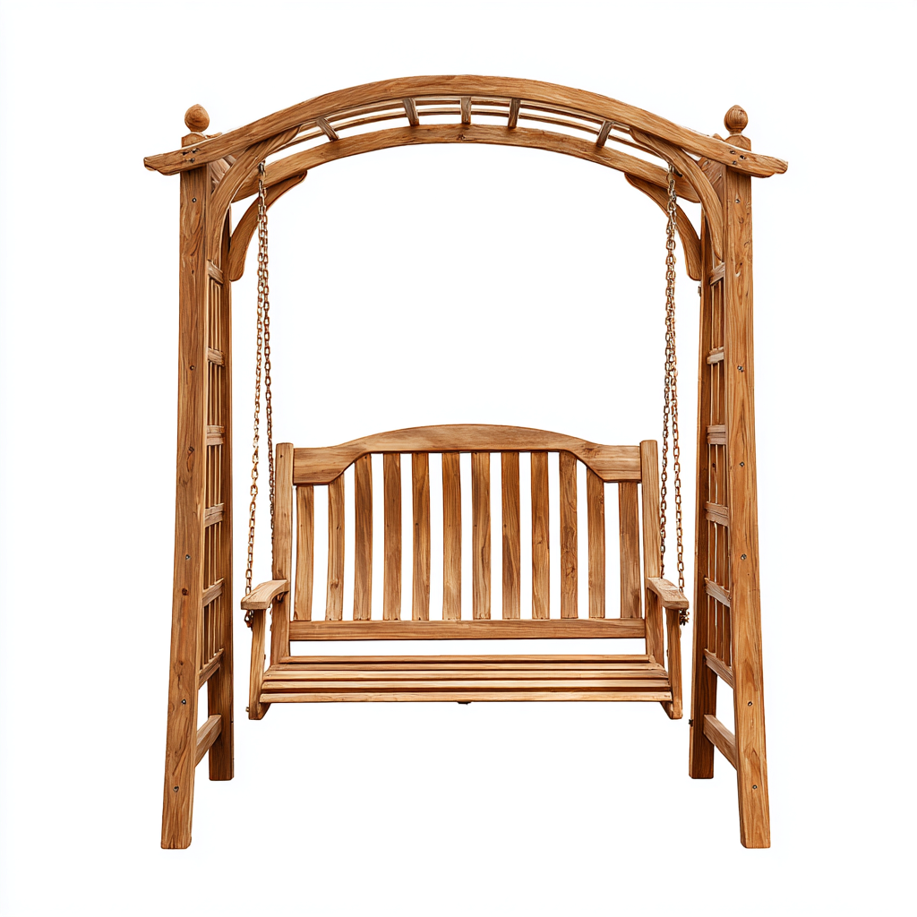 Dondolo da giardino - Legno-Metallo - 198x118x212cm - Naturale - Stile classico per esterni-Dengohut