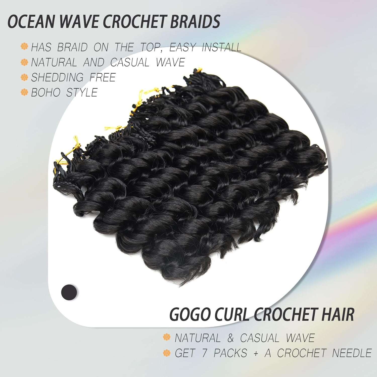 GoGo Curl Crochet Hair for Black Women 10 Inch Prelooped Ocean Wave Crochet Hair Curly Crochet Braids Deep Water Wave Beach Curl Synthetic Braiding Hair Extensions Soft as Human Hair 7 Packs 1B