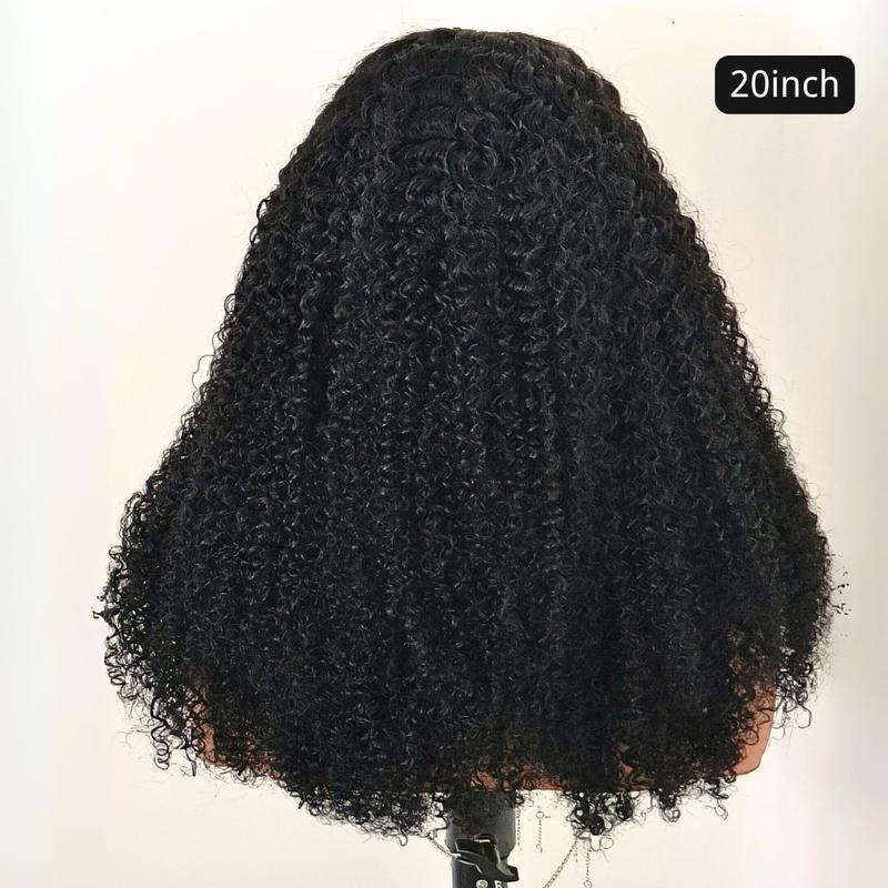 [Free Upgraded 7x6 Lace] 4C Baby Hair Kinky Curly 7x6 Pre Cut Lace Front Wig Wear and Go Glueless 200%/250% Density Human Hair Wigs Beginner Friendly