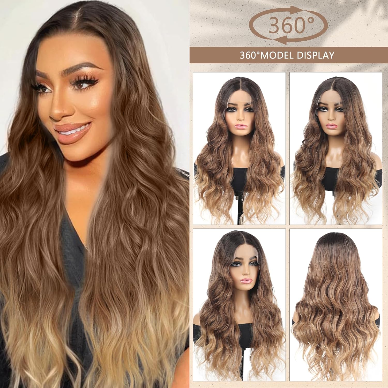 Lace Front Wig Pre Plucked Honey Blonde 13x4x1 Wigs for Women Ready to Wear HD Glueless Natural Long Wavy Wig for Women Middle Part Natural Look