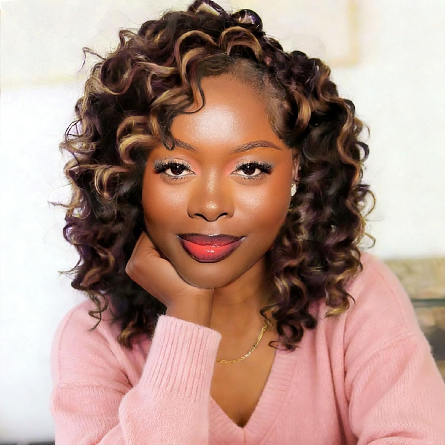 GoGo Curl Crochet Hair for Black Women 10 Inch Prelooped Ocean Wave Crochet Hair Curly Crochet Braids Deep Water Wave Beach Curl Synthetic Braiding Hair Extensions Soft as Human Hair 7 Packs 1B
