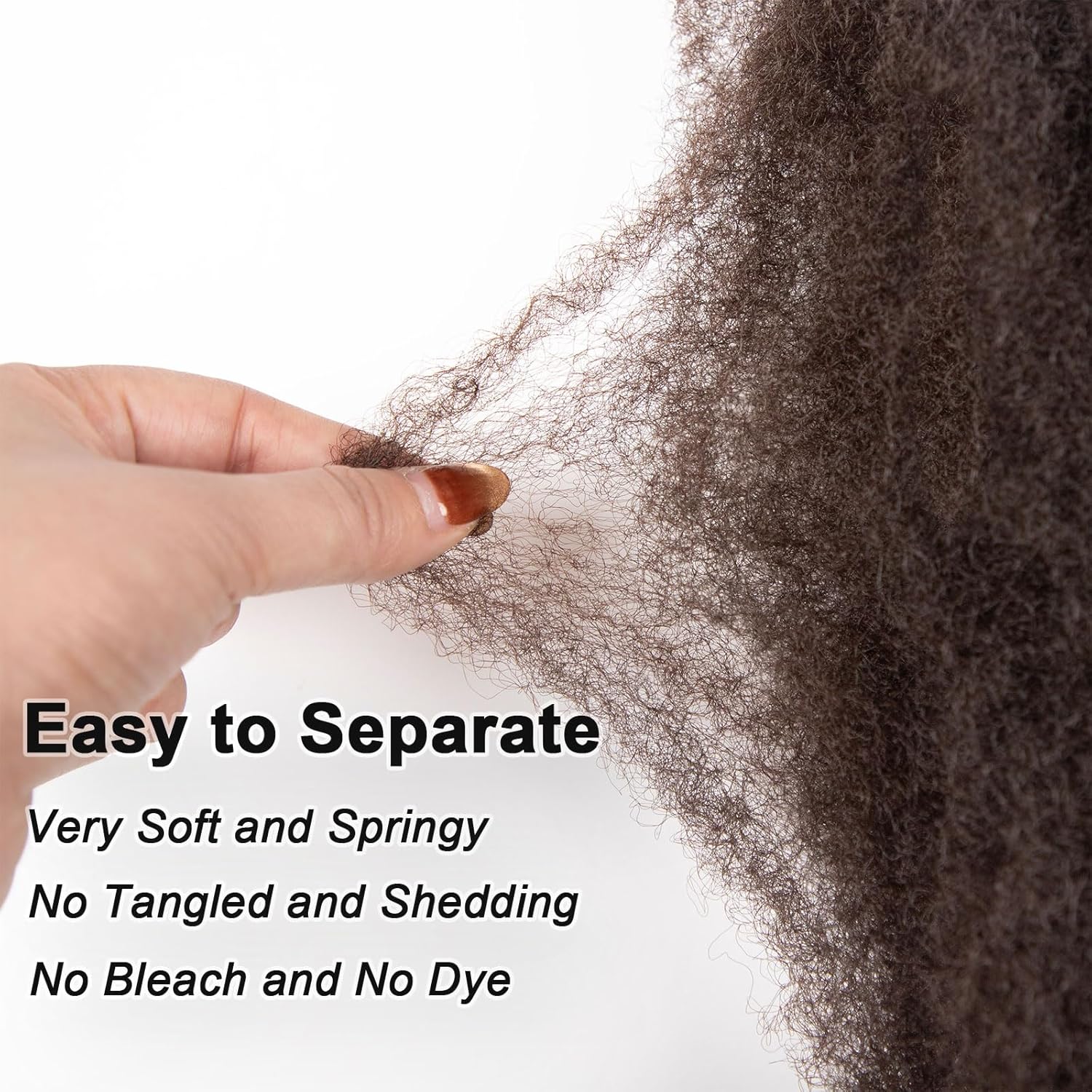 Afro Kinkys Bulk Hair for Dreadlocks Extensions Repair Locs 12 Inch 50g 4c Springy Afro Kinky-Curly Hair for Twist Braiding Mini Twists Crochet Hair Braids Locks Dark Brown