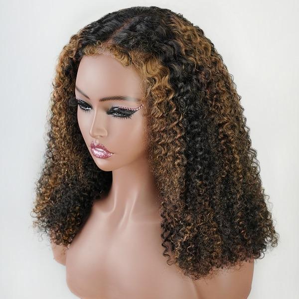 [Free Upgraded 7x6 Lace] 4C Baby Hair Kinky Curly 7x6 Pre Cut Lace Front Wig Wear and Go Glueless 200%/250% Density Human Hair Wigs Beginner Friendly