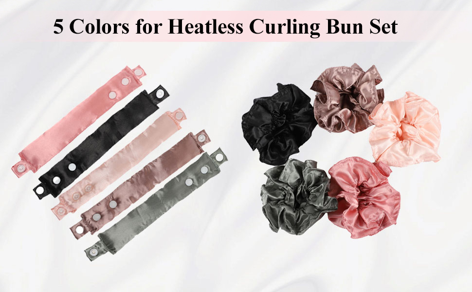 Satin heatless curling bun set