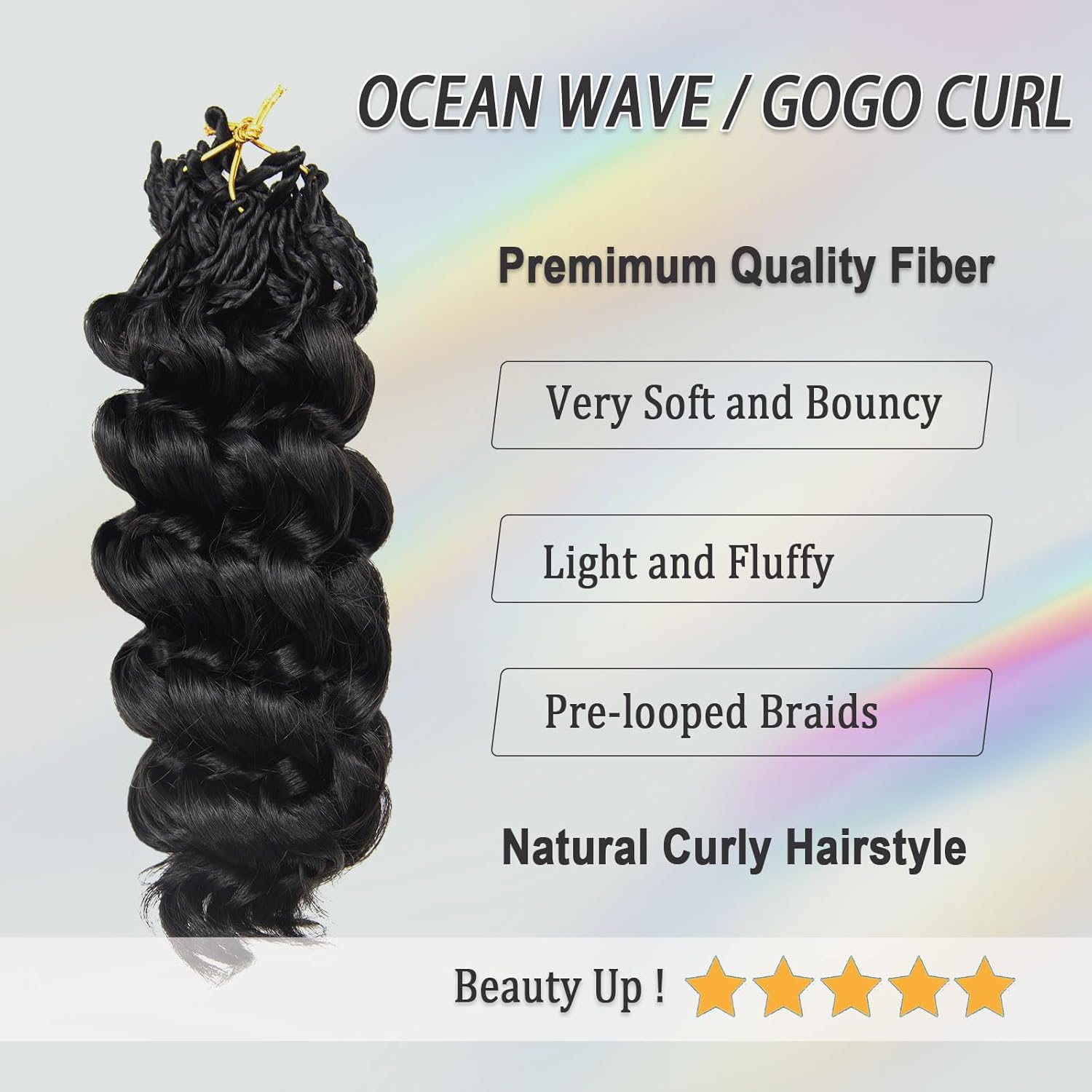GoGo Curl Crochet Hair for Black Women 10 Inch Prelooped Ocean Wave Crochet Hair Curly Crochet Braids Deep Water Wave Beach Curl Synthetic Braiding Hair Extensions Soft as Human Hair 7 Packs 1B