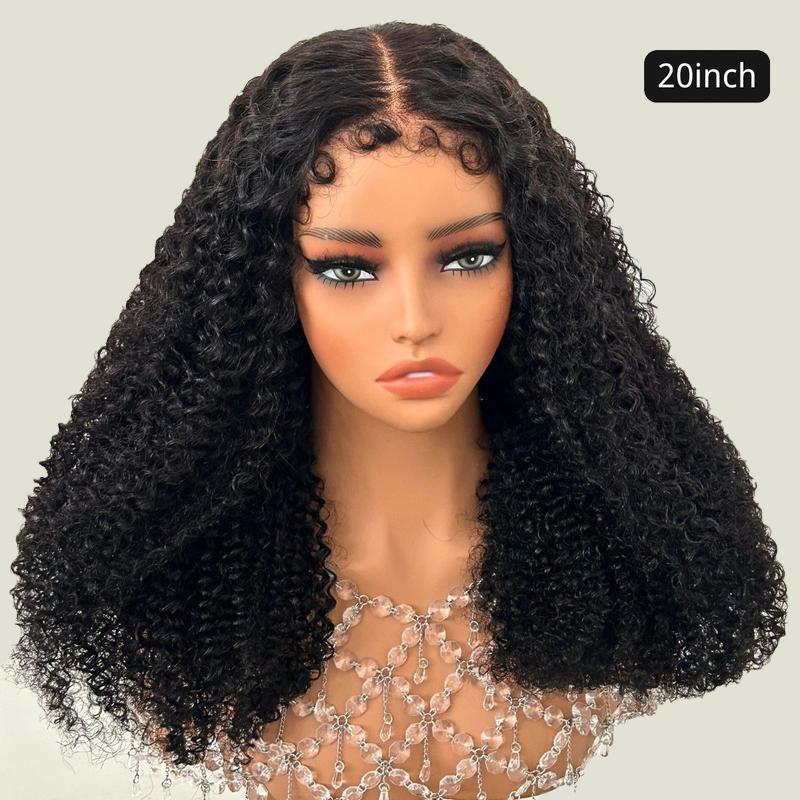[Free Upgraded 7x6 Lace] 4C Baby Hair Kinky Curly 7x6 Pre Cut Lace Front Wig Wear and Go Glueless 200%/250% Density Human Hair Wigs Beginner Friendly