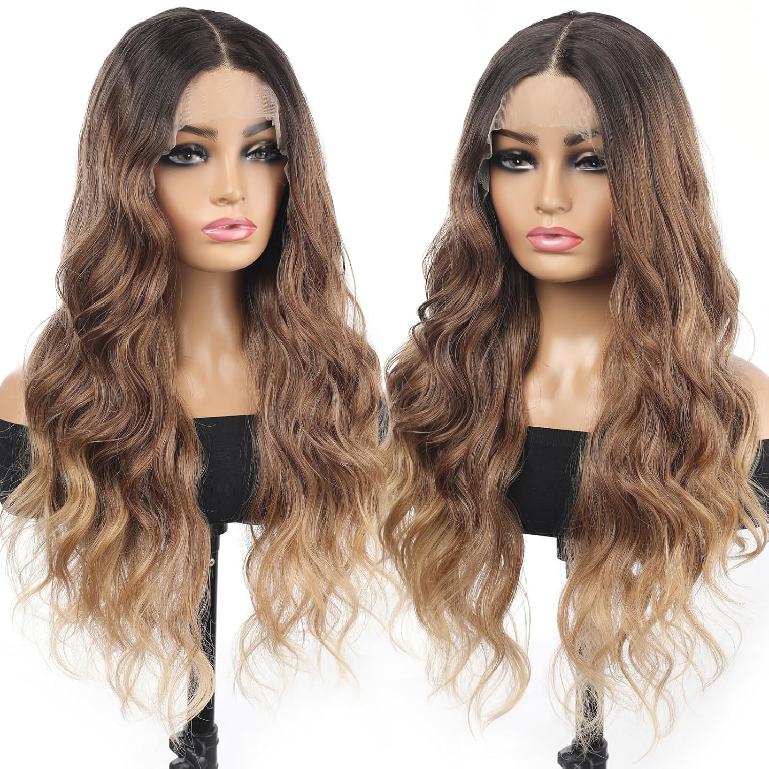 Lace Front Wig Pre Plucked Honey Blonde 13x4x1 Wigs for Women Ready to Wear HD Glueless Natural Long Wavy Wig for Women Middle Part Natural Look