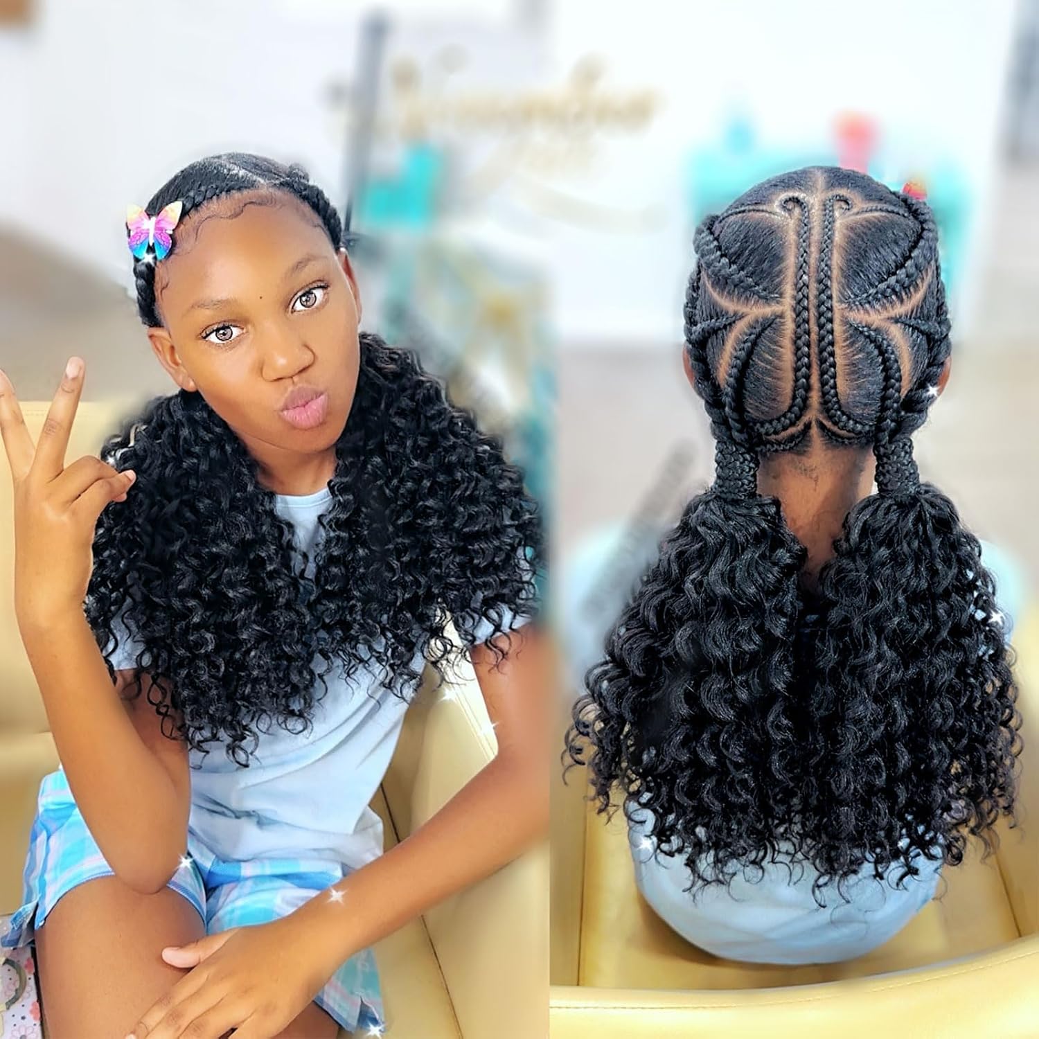 GoGo Curl Crochet Hair for Black Women 10 Inch Prelooped Ocean Wave Crochet Hair Curly Crochet Braids Deep Water Wave Beach Curl Synthetic Braiding Hair Extensions Soft as Human Hair 7 Packs 1B