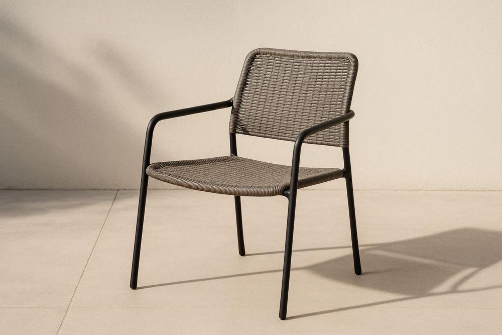 Chaise Extérieure Polyéthylène Gris Structure Métallique 58x62x82cm