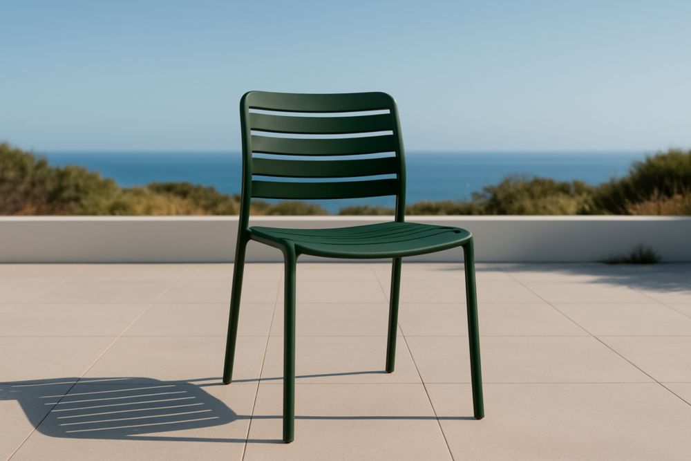 Chaise empilable en aluminium vert