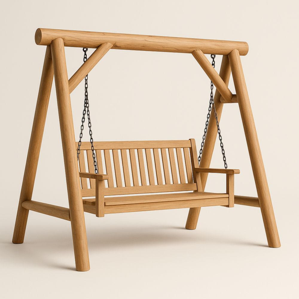 Balançoire en bois avec structure en A pour extérieur