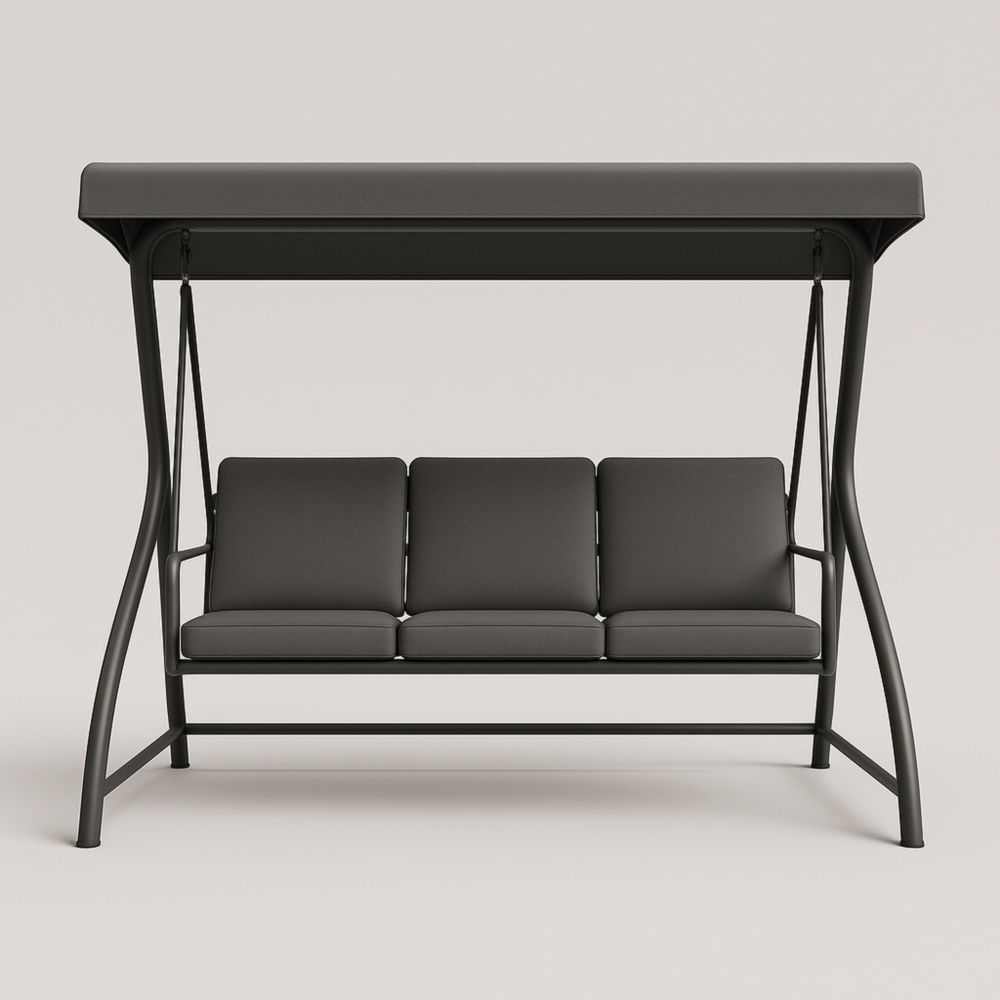 Balancelle de Jardin en Métal Gris avec Coussins Polyester