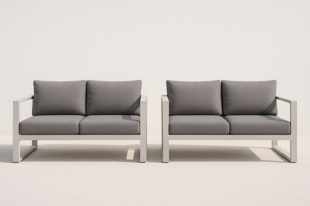 Ensemble de Deux Canapés en Aluminium et Polyester Gris