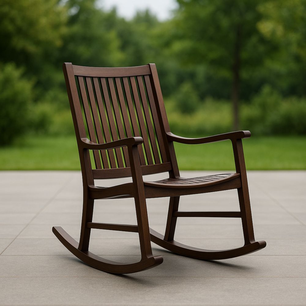 Chaise à bascule en bois brun pour extérieur 100x60x90 cm