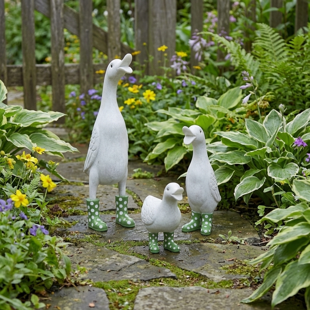 Ducks Family wearing polka-dot rain boots