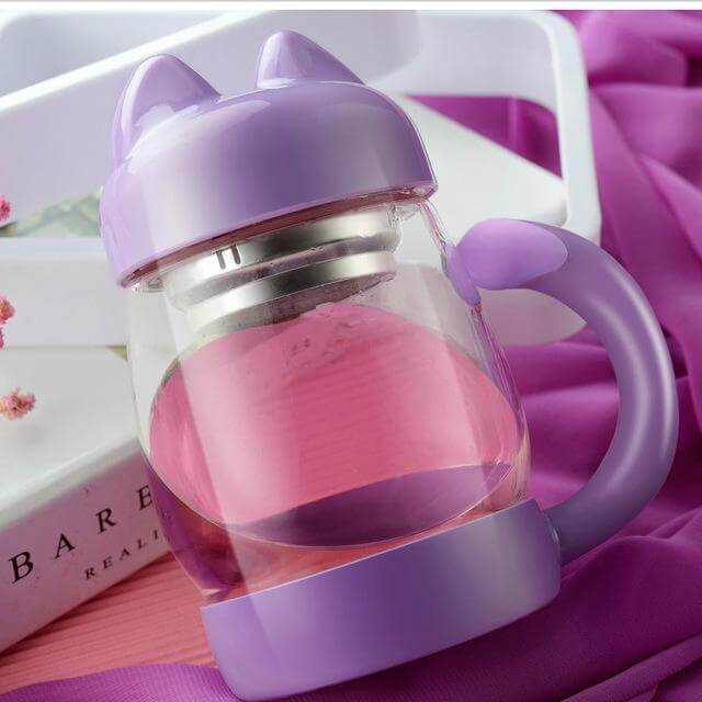 Cute Cat Glass Mug With  Tea Filter-ChicWoo