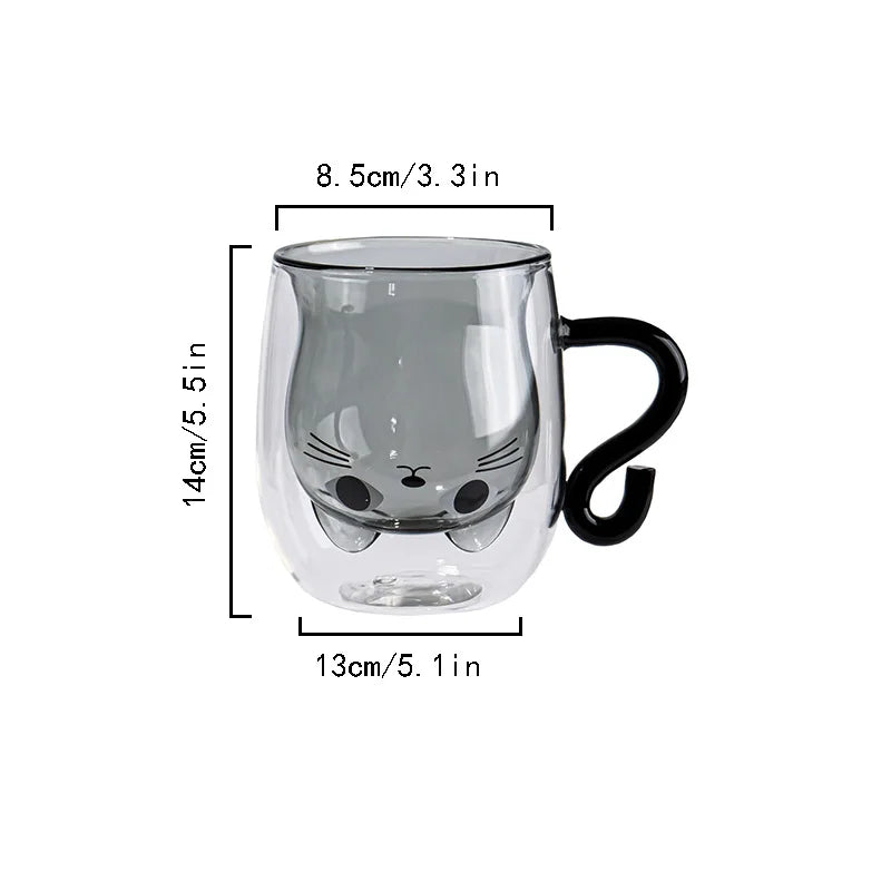 Cute Cat Double-layer Coffee Mug-ChicWoo