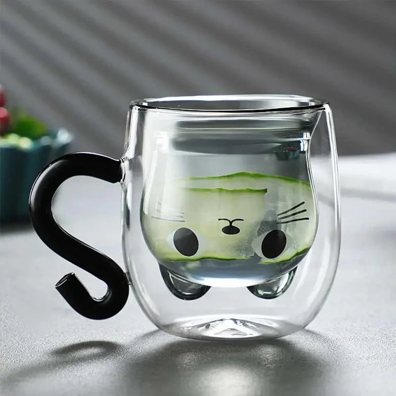 Cute Cat Double-layer Coffee Mug-ChicWoo