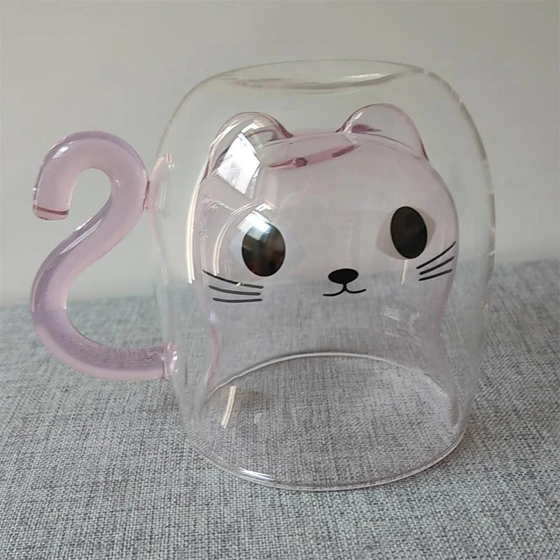Cute Cat Double-layer Coffee Mug-ChicWoo