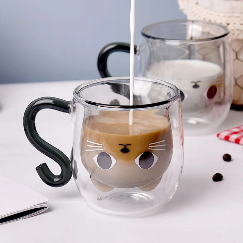 Cute Cat Double-layer Coffee Mug-ChicWoo