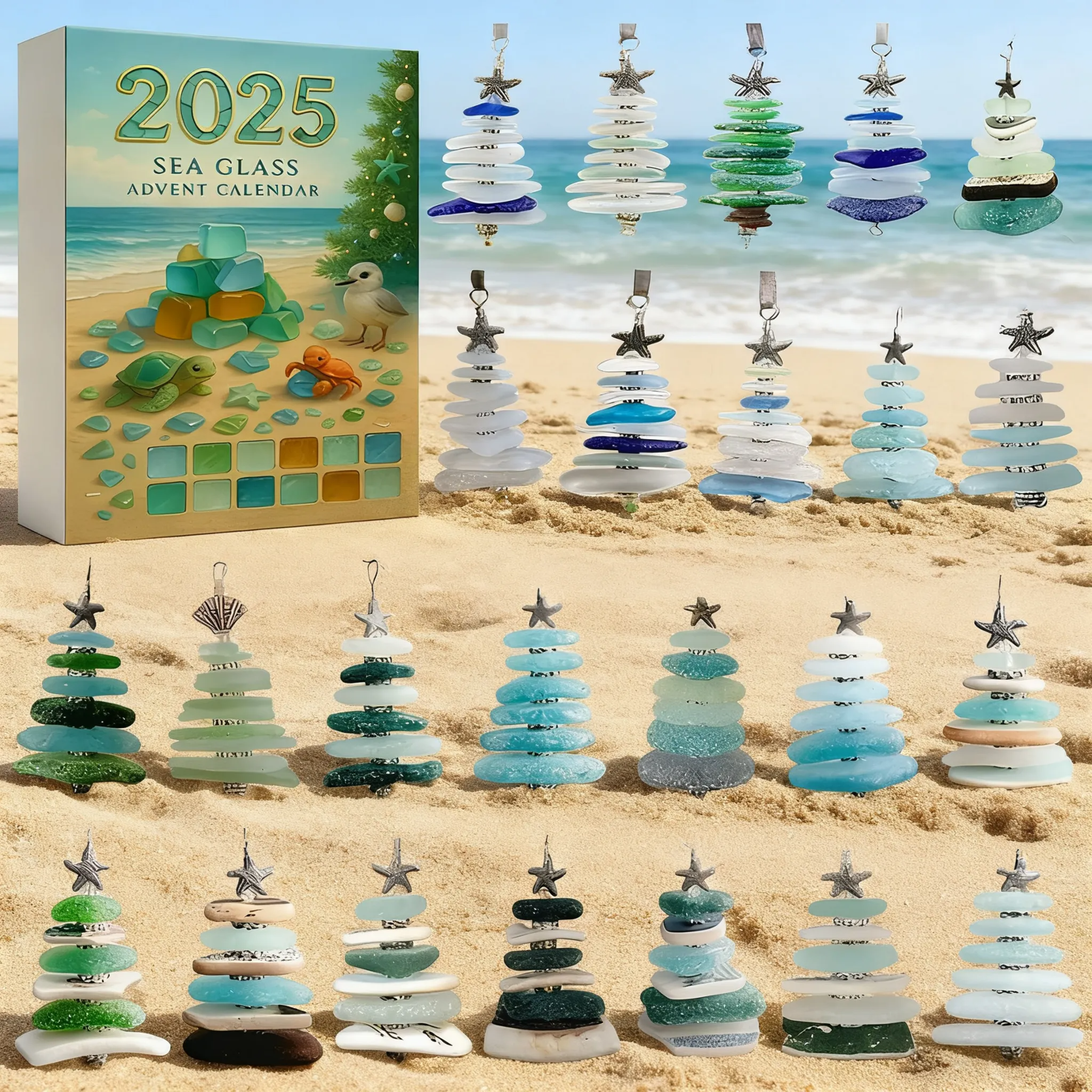 🎄Sea Glass Christmas Tree Advent Calendar 2025🌟-ChicWoo