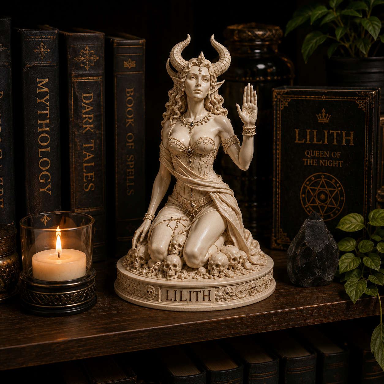 Lilith With Attitude bookshelf decor