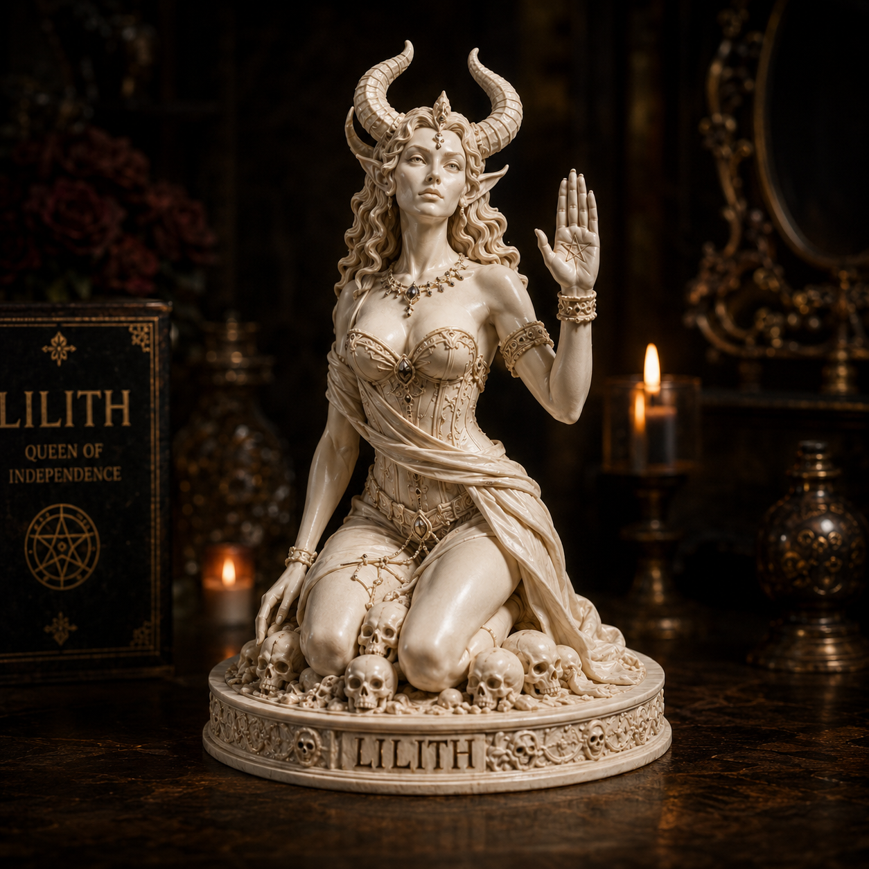 Lilith With Attitude ivory resin statue hero