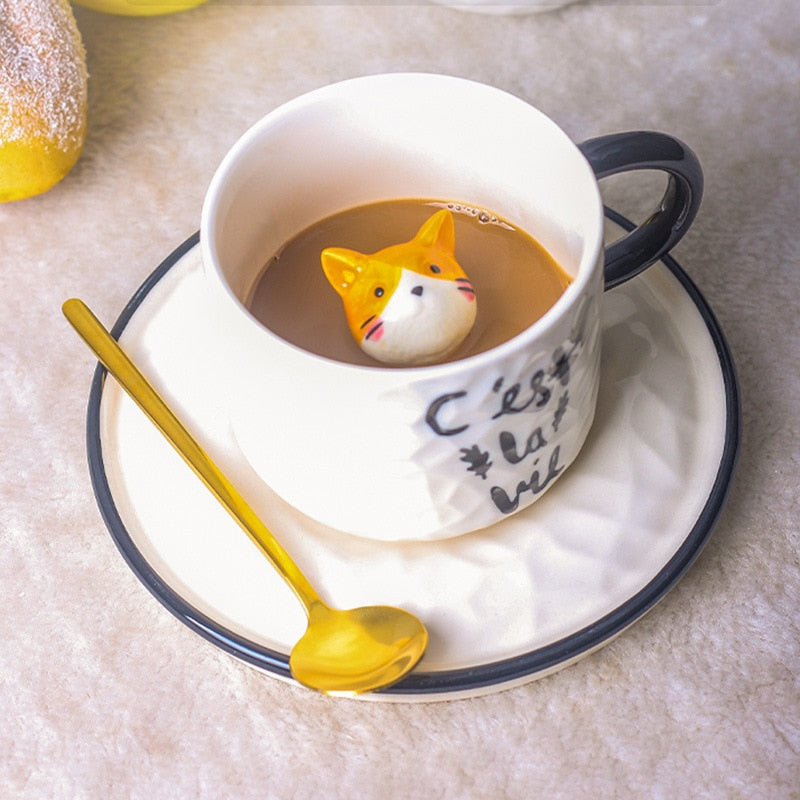 3D Cute Pet Ceramic Mug-ChicWoo