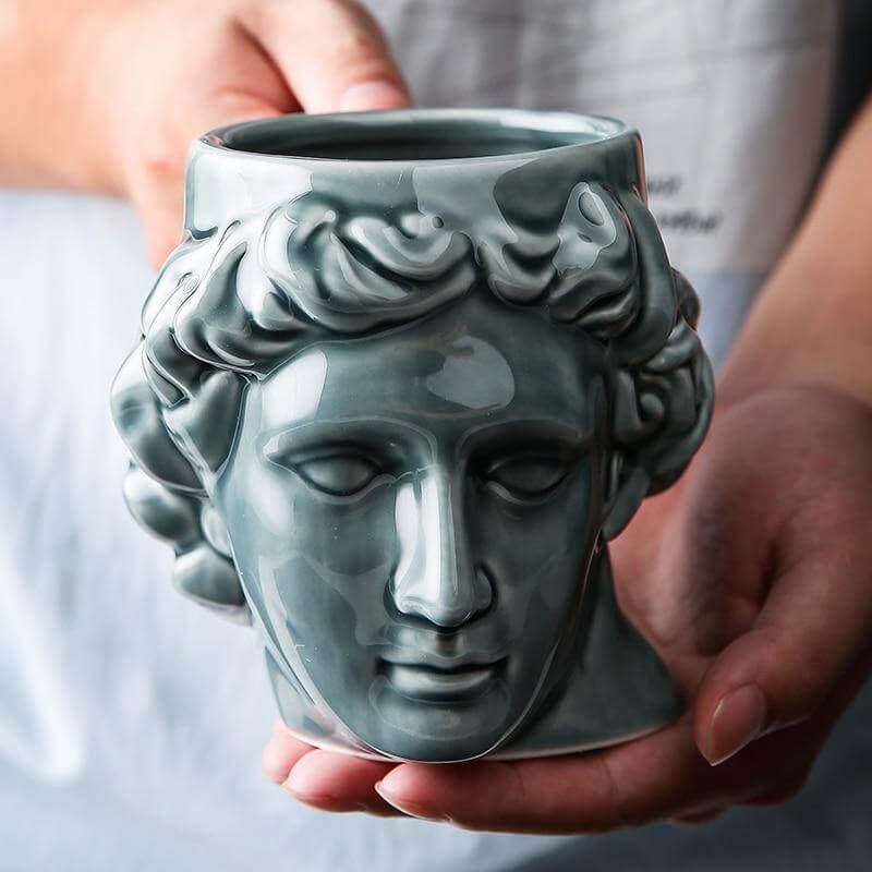 Ceramic Antique Greek Head Mug-ChicWoo
