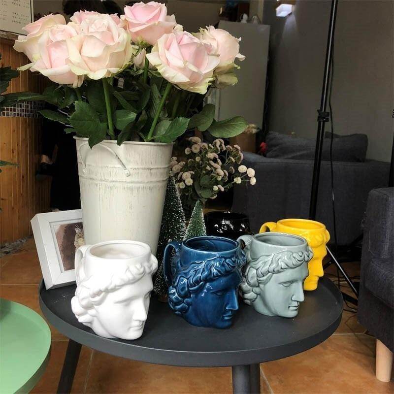 Ceramic Antique Greek Head Mug-ChicWoo