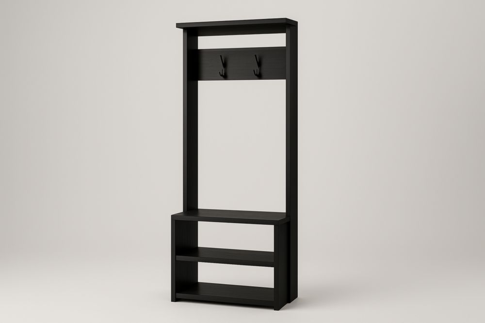 Portemanteau avec étagères mélaminé noir