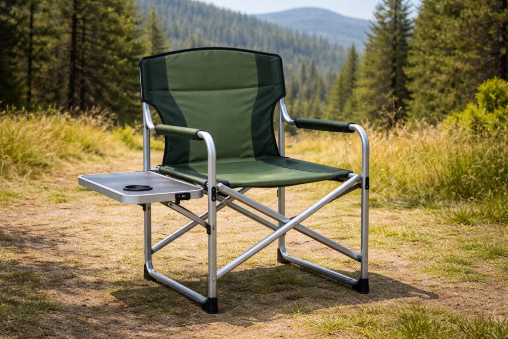 Chaise de Camping Pliante avec Accoudoirs et Tablette