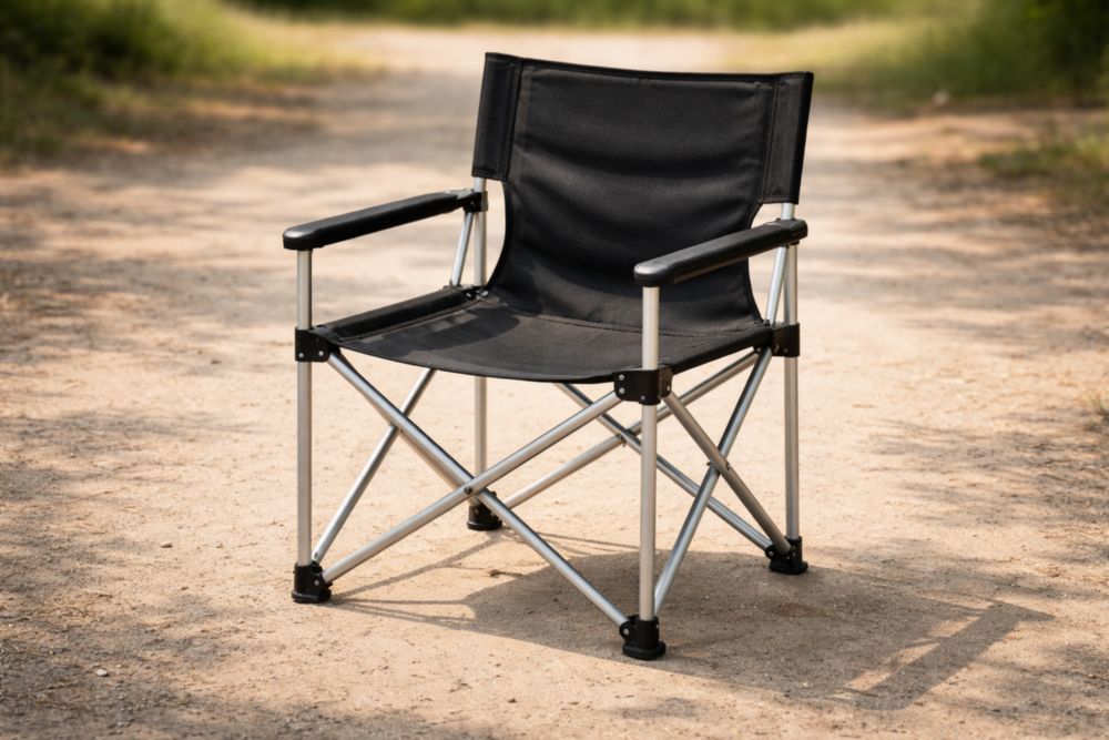 Chaise pliante en aluminium et tissu noir