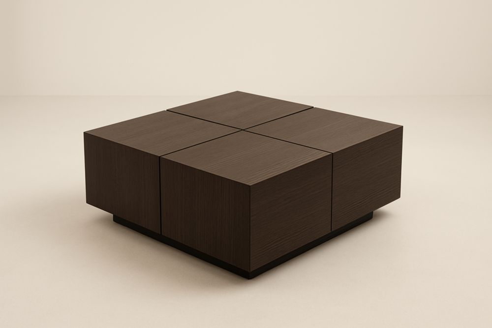 Table basse carrée en MDF marron 80x80x40 cm