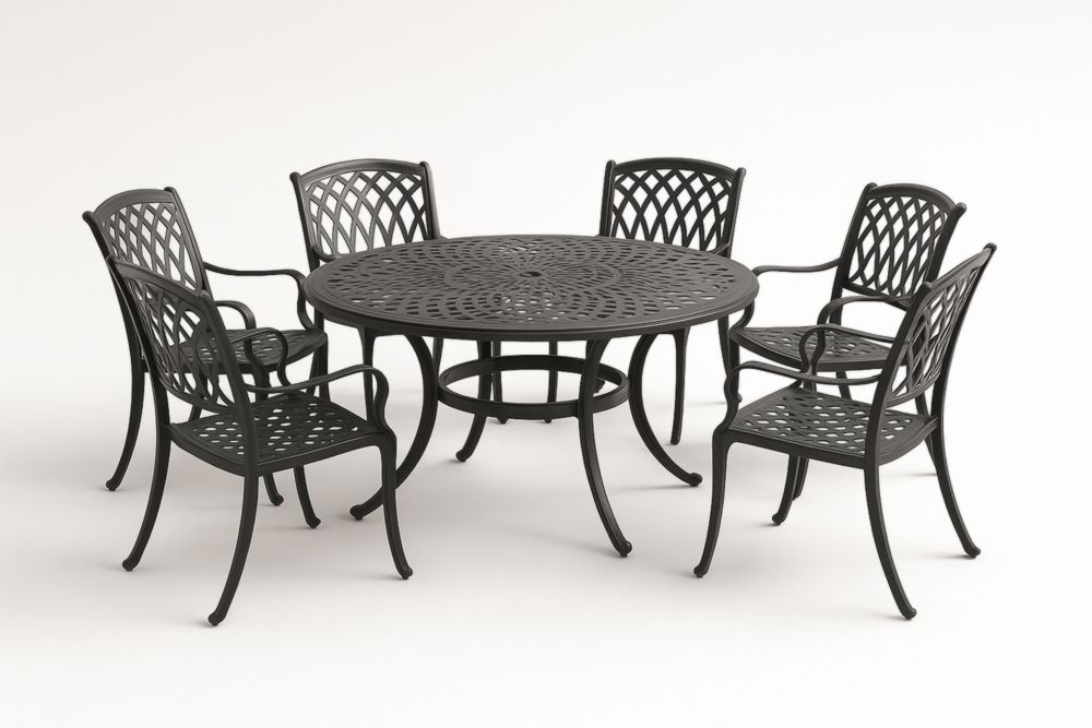 Ensemble de jardin en aluminium avec table ronde et 6 chaises noires ensemble de table et chaises de jardin