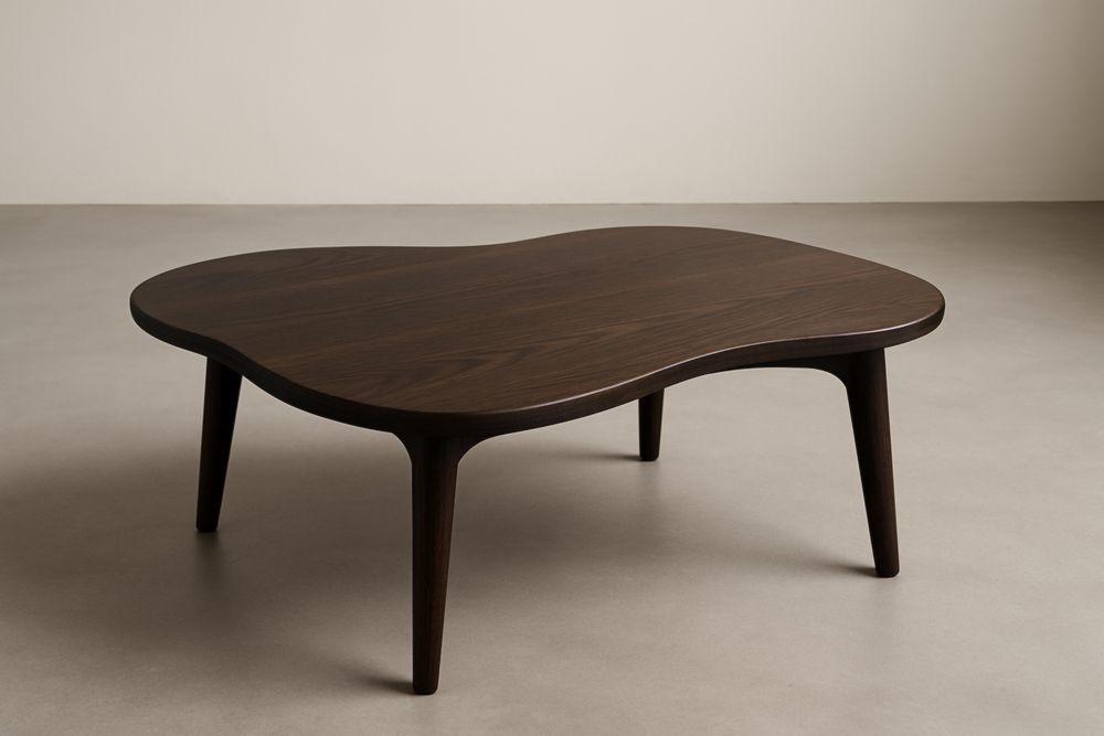 Table basse irrégulière en bois massif marron