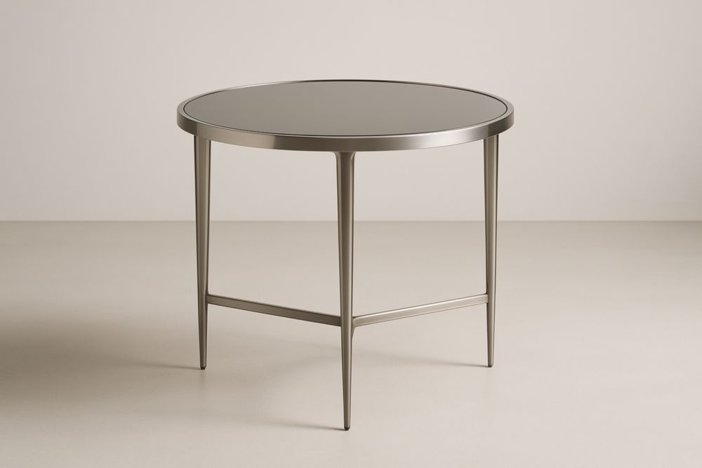 Table basse ronde en acier inoxydable et verre