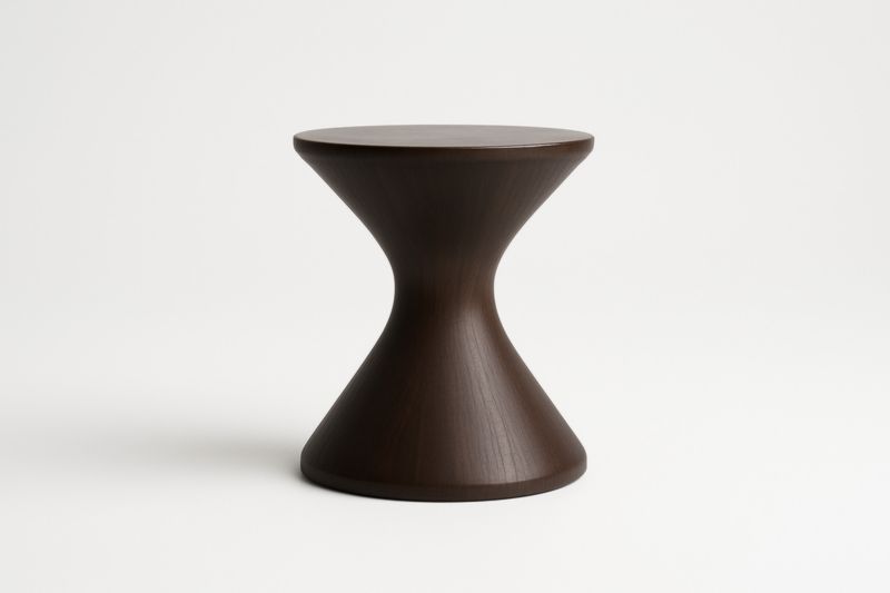 Table d'appoint en bois marron de forme sablier, 35 cm × 40 cm