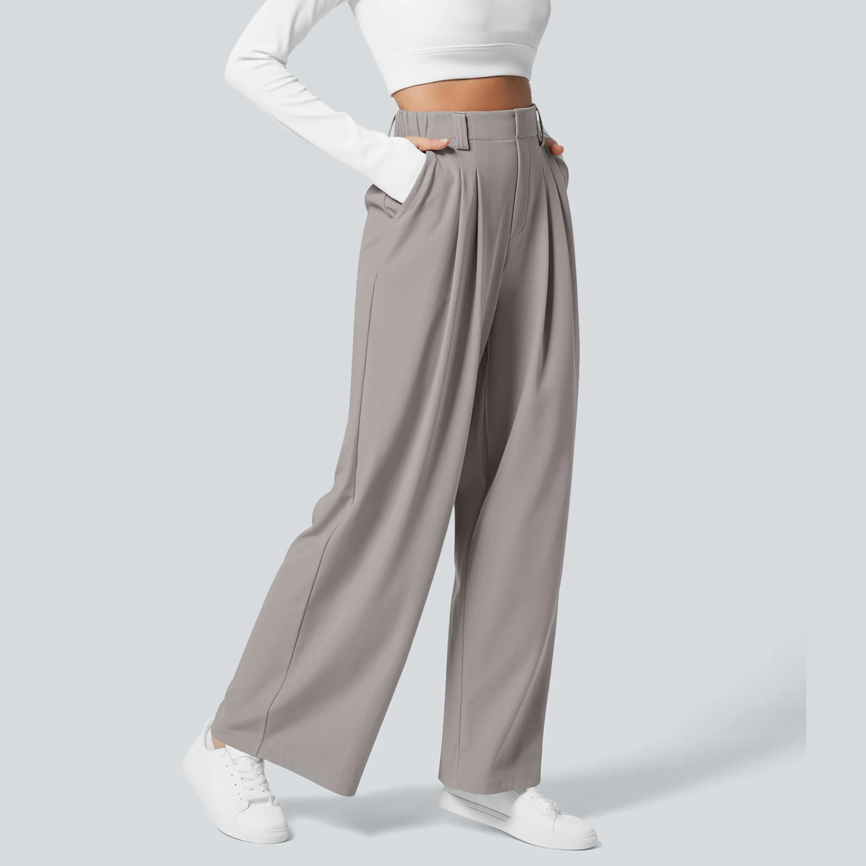 🔥Last Day Only £22.99💛Women‘s Waffle Knit Trousers | High-Rise, Wide Leg, Tummy Flattering🔥Buy 2 Free Shipping& 10% off