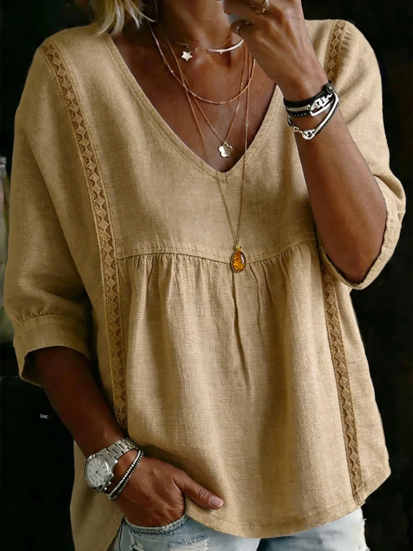 🎉New Arrival💛Women’s Summer Cotton Linen V-Neck T-Shirt 🔥Buy 2 Free Shipping& 10% off