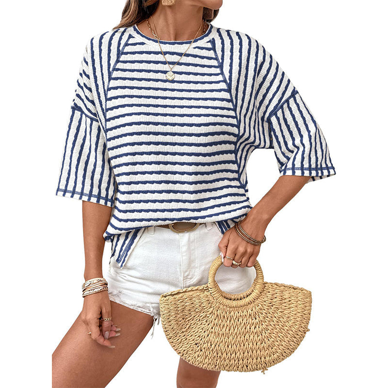 👕Last Day Special Price £15.99!!✨Women's Striped Relaxed Fit T-Shirt🔥Effortlessly Chic, Ultra-Comfortable & Wardrobe-Ready for Every Casual Moment!